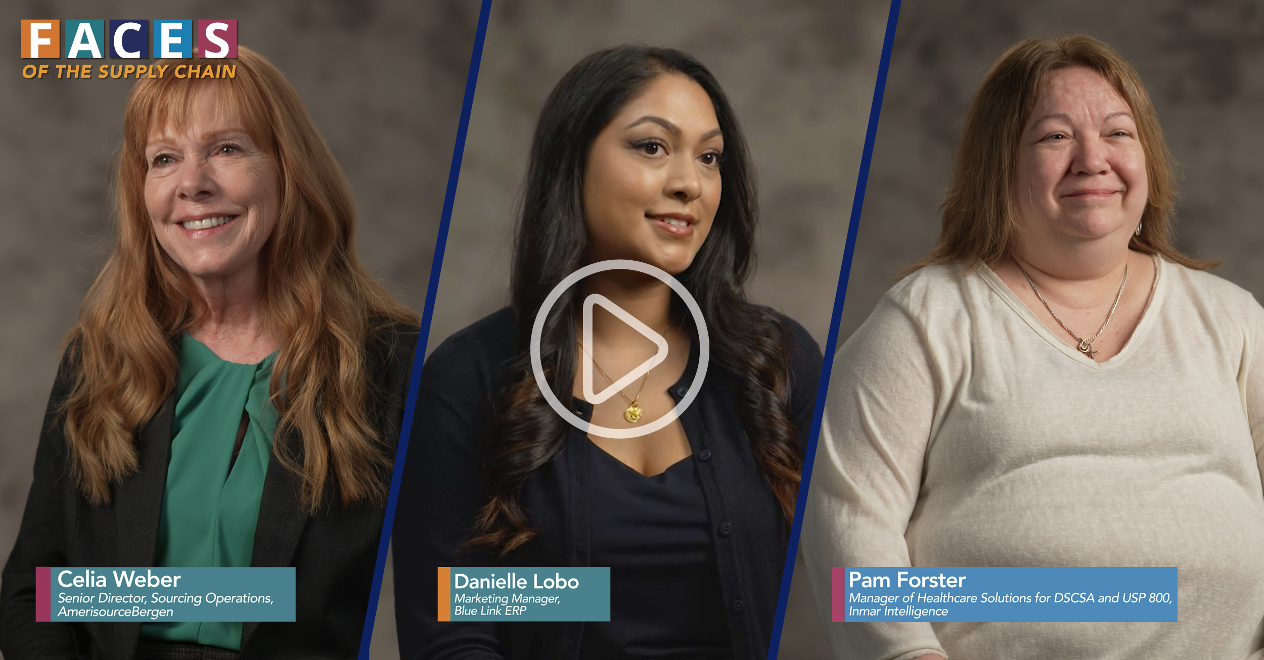 Celia Weber, Senior Director, Sourcing Operations, AmerisourceBergen; Danielle Lobo, Marketing Manager, Blue Link ERP; and Pam Forster, Manager, Healthcare Solutions for DSCSA and USP 800, Inmar Intel